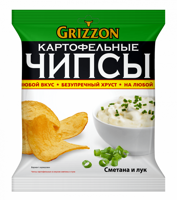 Чипсы картофельные Grizzon со вкусом сметаны и лука 50гр*28шт